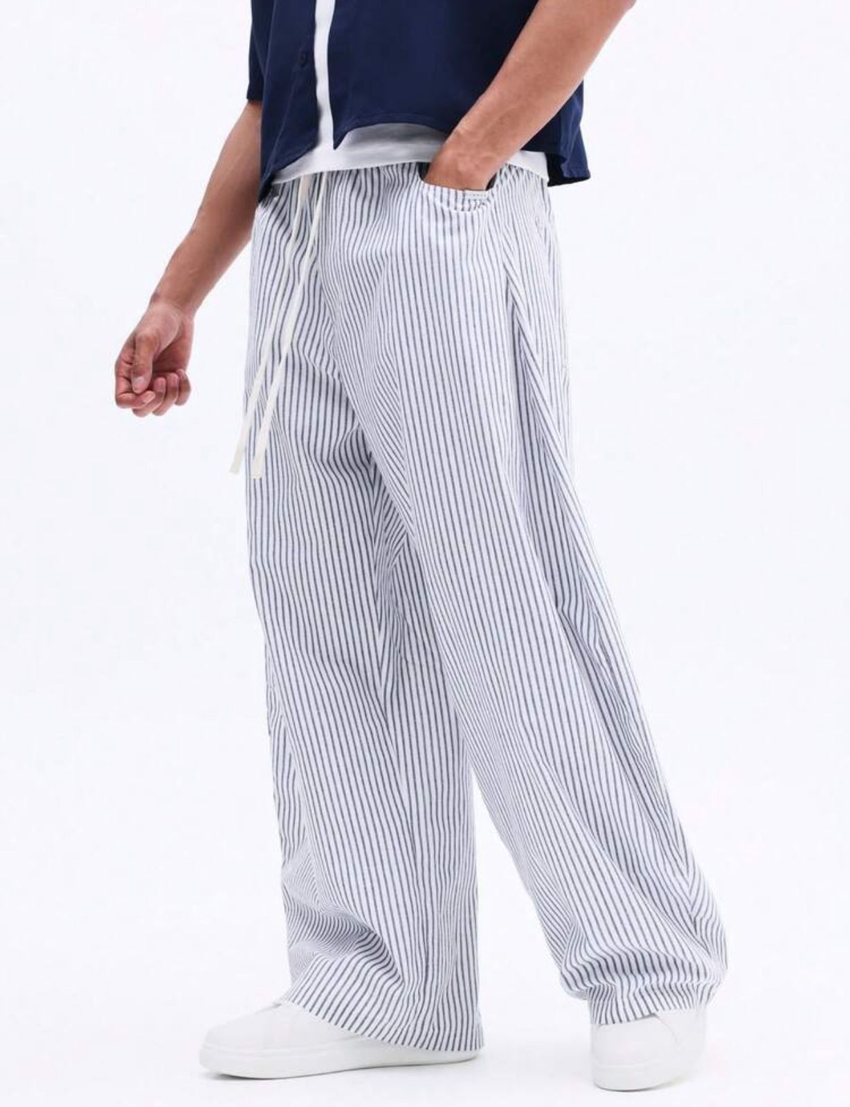 Striped Cotton Pant - Blue & White