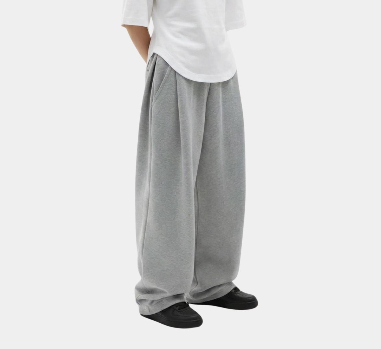 Pleated Cotton Sweatpant - Gray