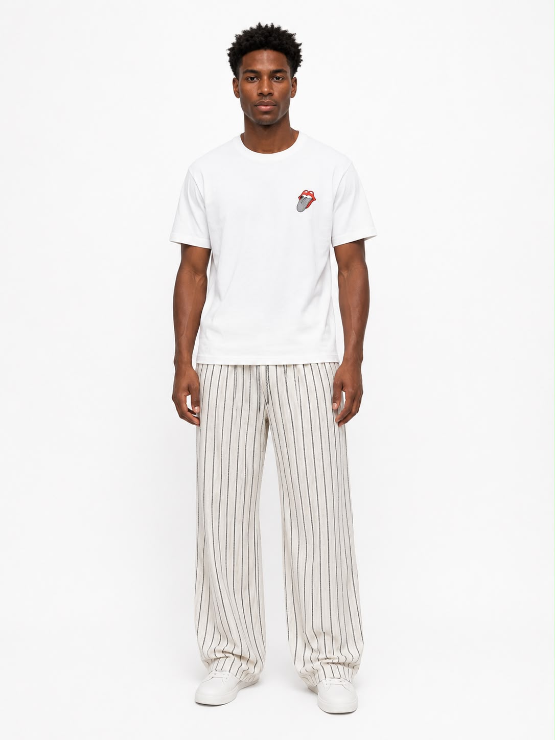 Beige Striped Pant