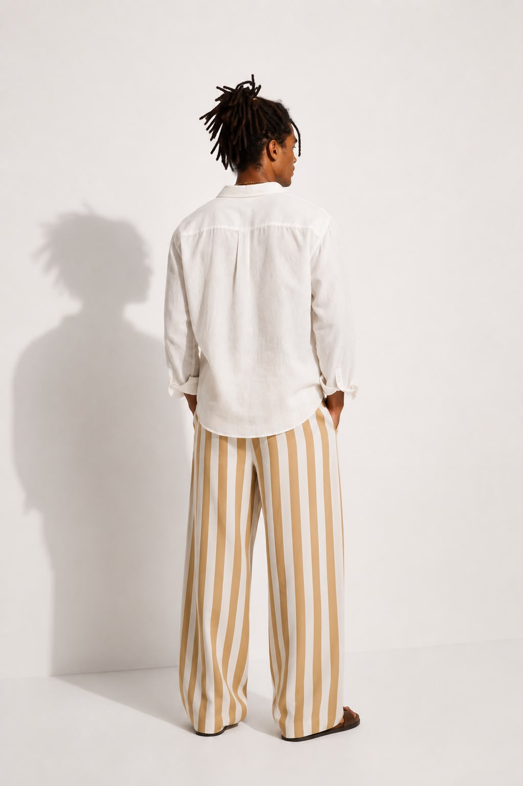 Gold & White Striped Pant