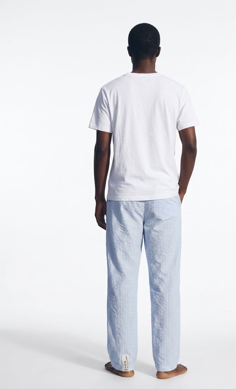 Light Blue Striped Linen Pant