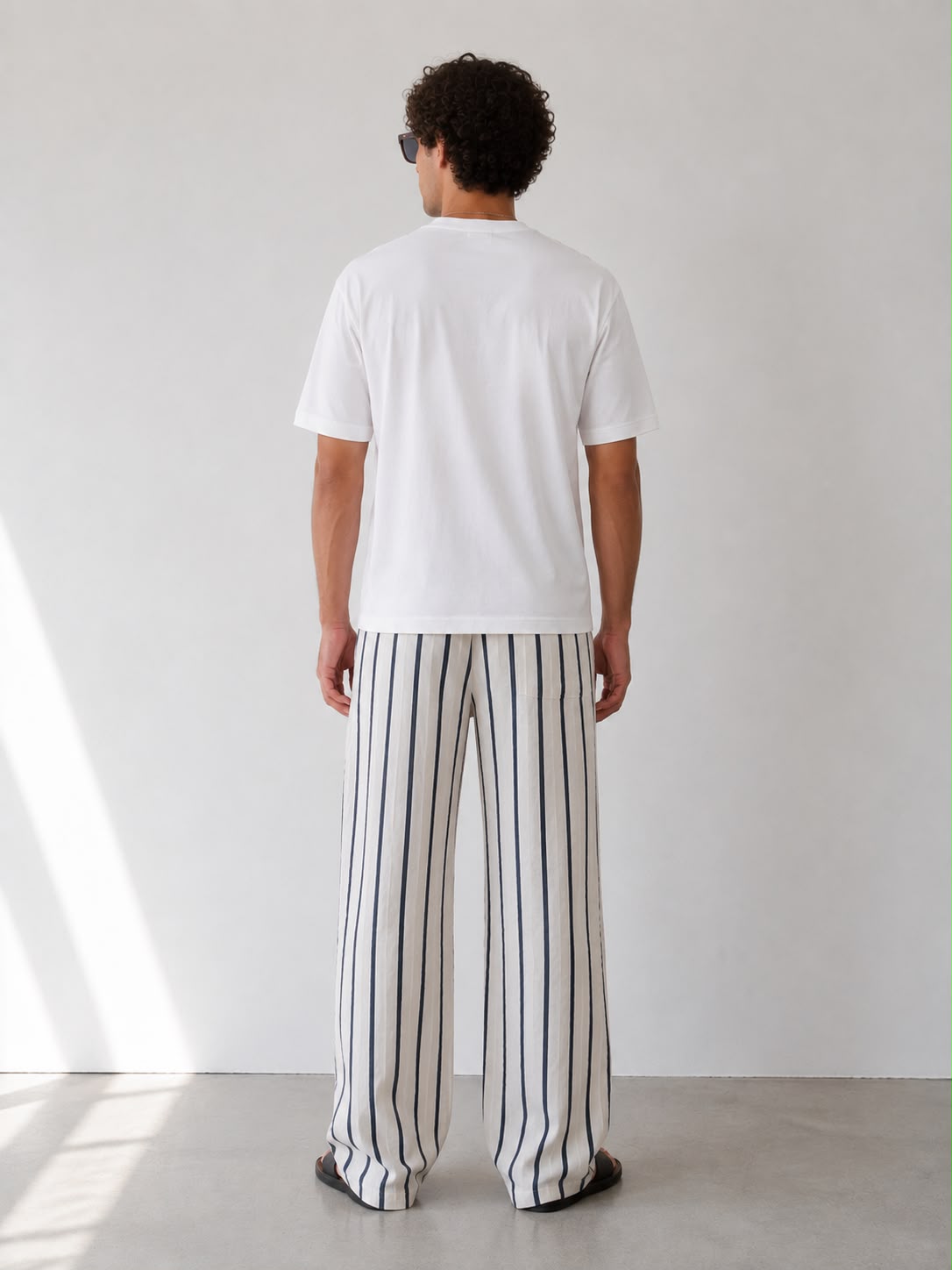 Navy Striped Linen Pant