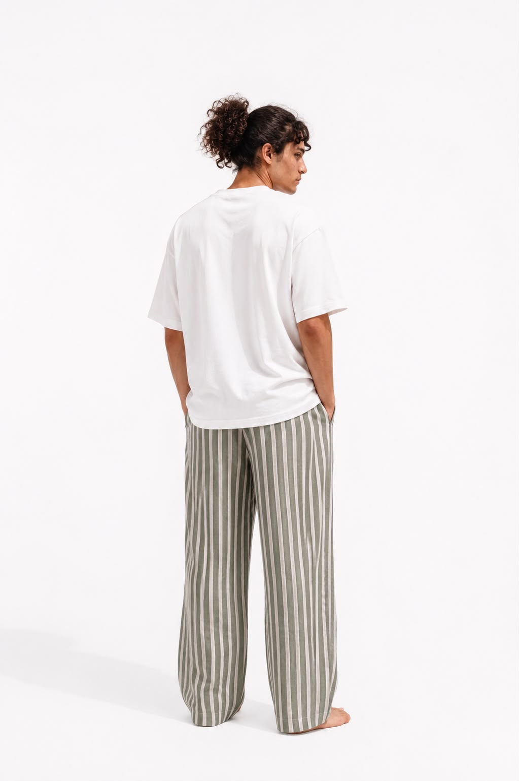 Olive & Beige Striped Pant