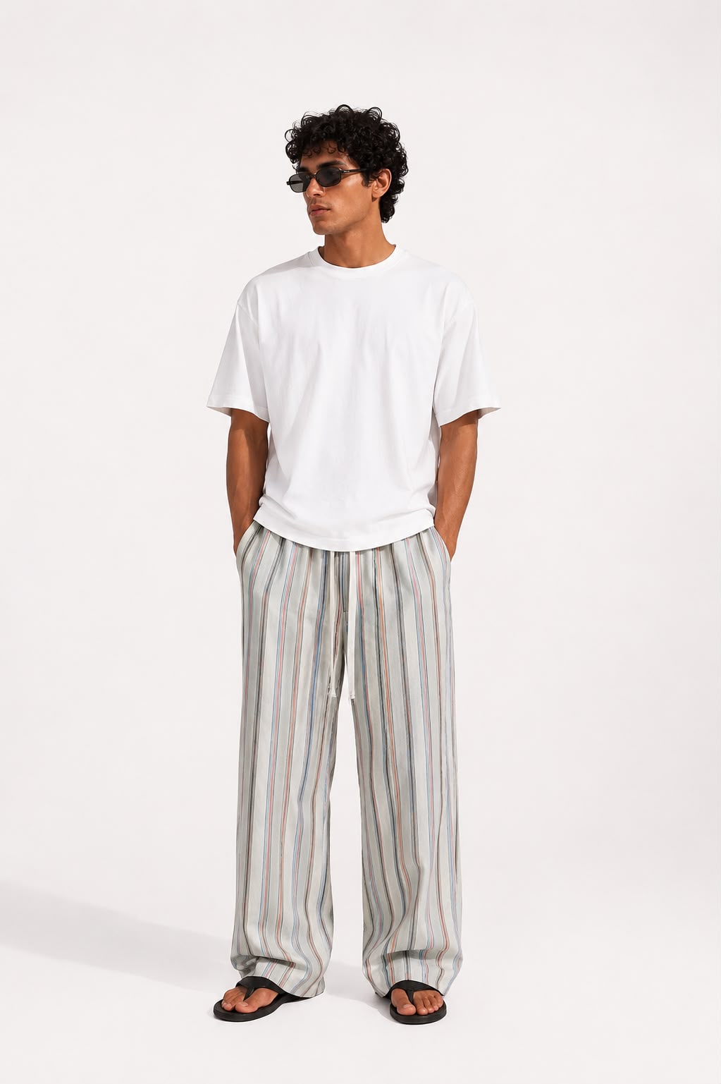 Multi Pastel Stripe Linen Pant