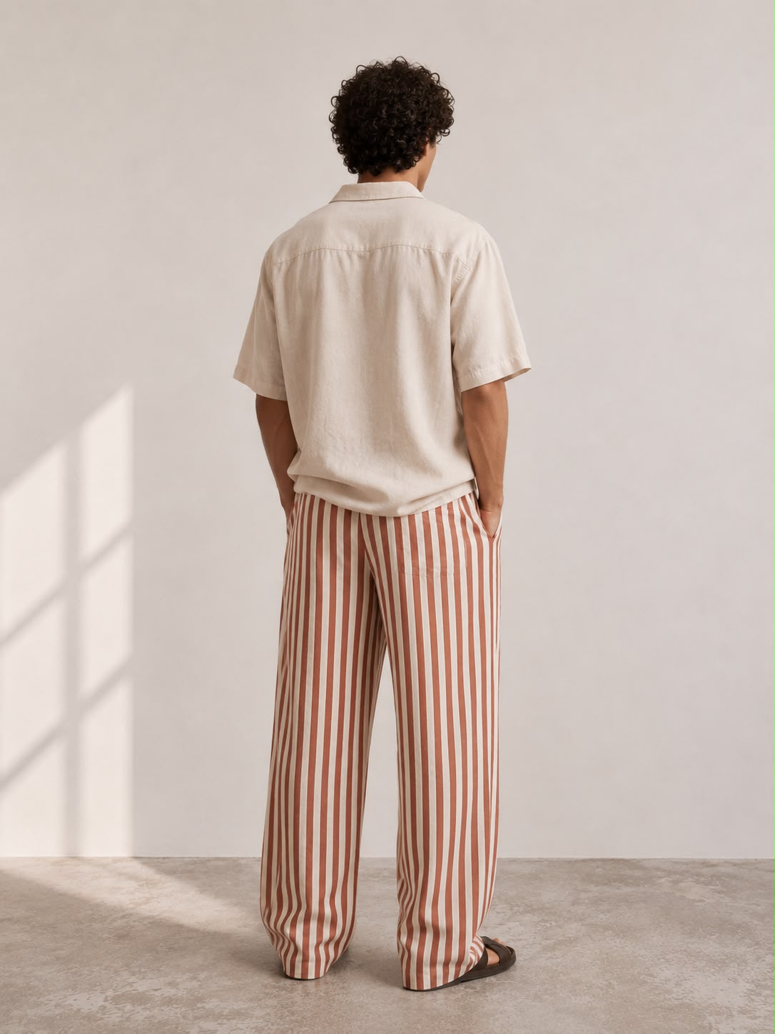 Copper Striped Linen Pant