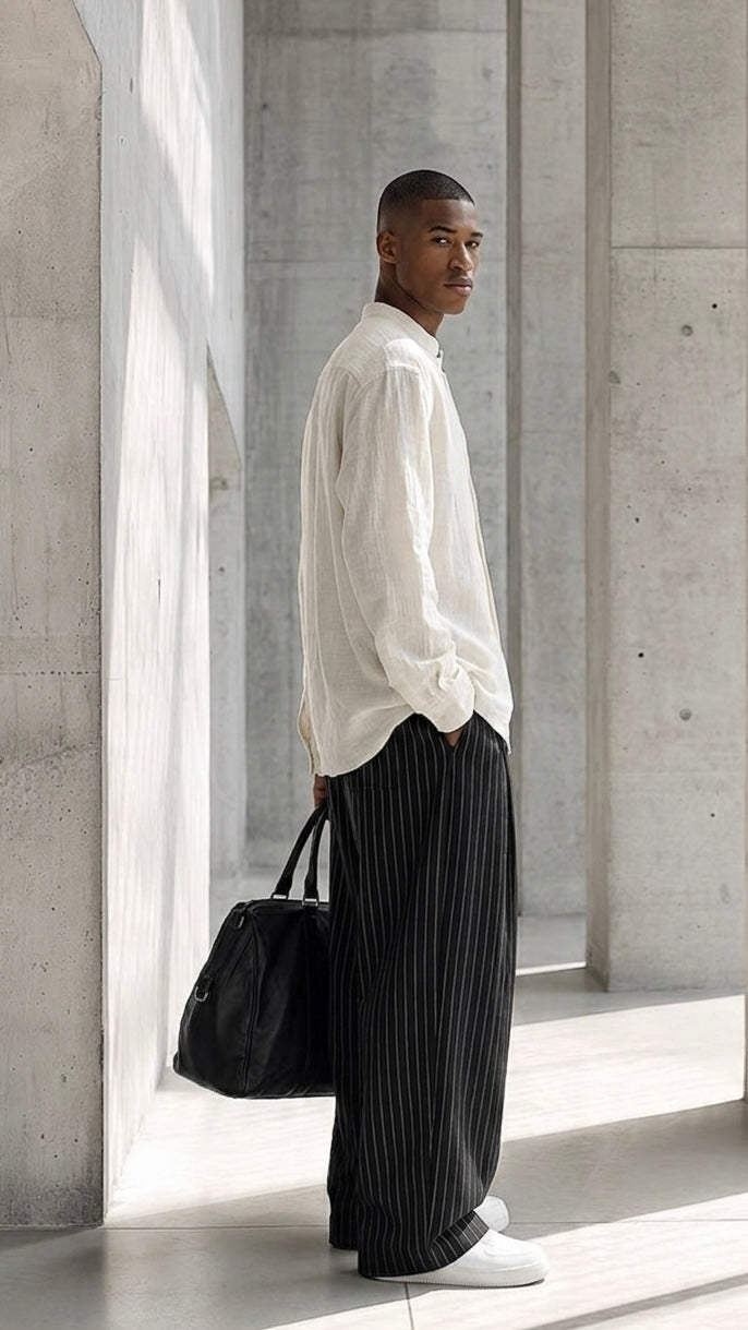 Pleated Pinstripe Pant - 2 Colors