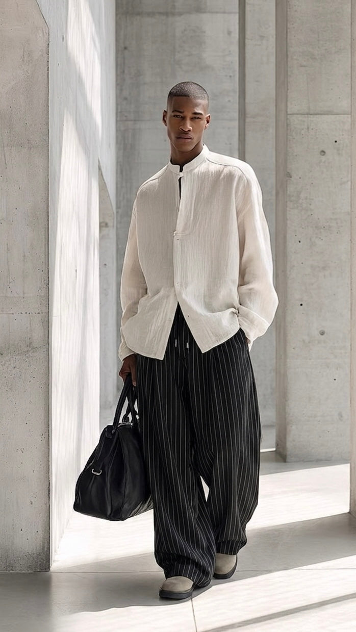 Pleated Pinstripe Pant - 2 Colors
