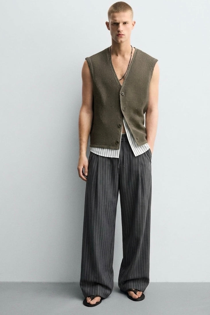 Pleated Pinstripe Pant - 2 Colors