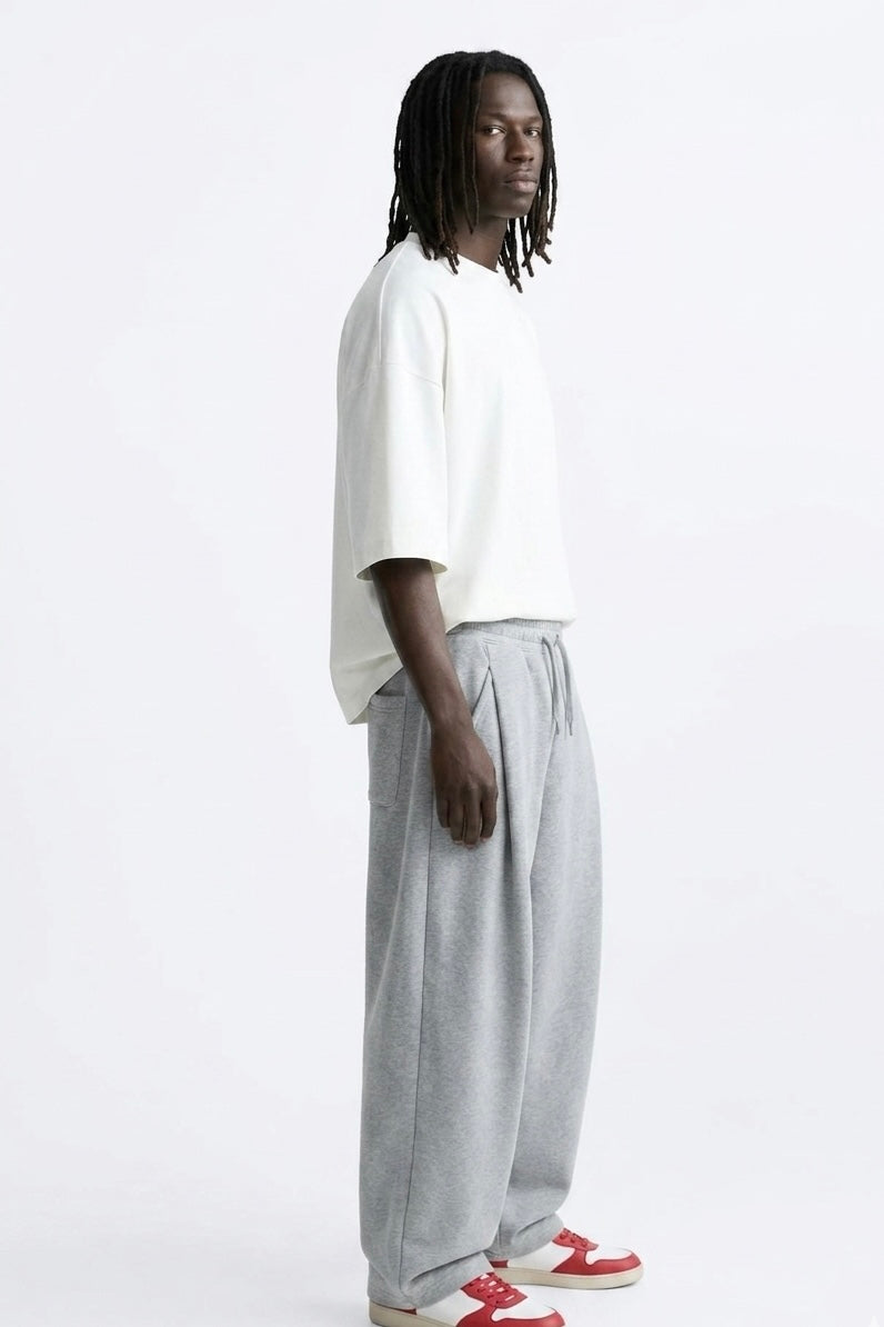 Pleated Cotton Sweatpant - Gray