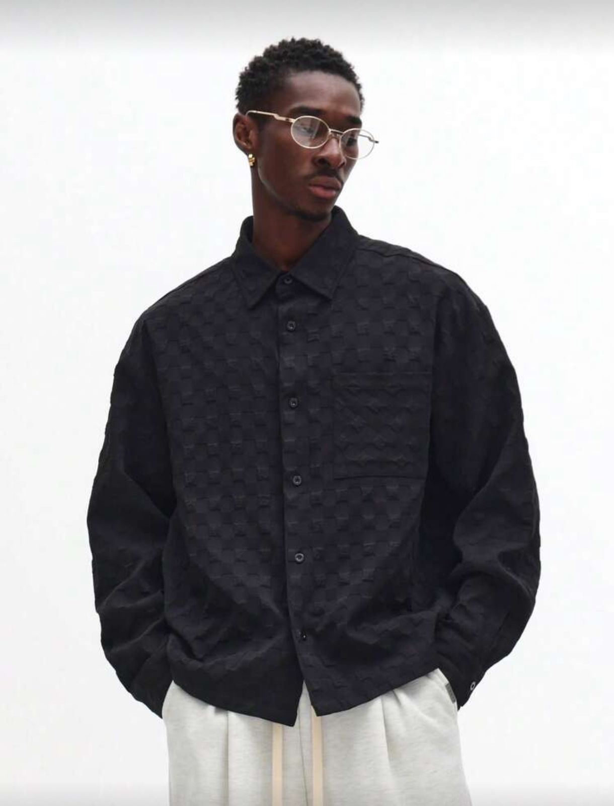 Jacquard Square Button Up